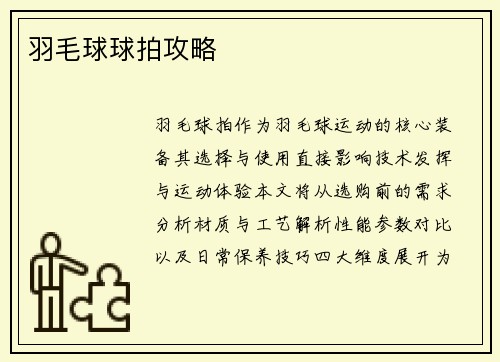 羽毛球球拍攻略